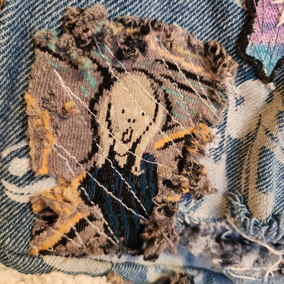 ARTIST UPCYCLED PATCHWORK STREETWEAR QUIXOTICA DENIM JEANS ONE-OF-A-KIND 32/33 - Picture 15 of 16